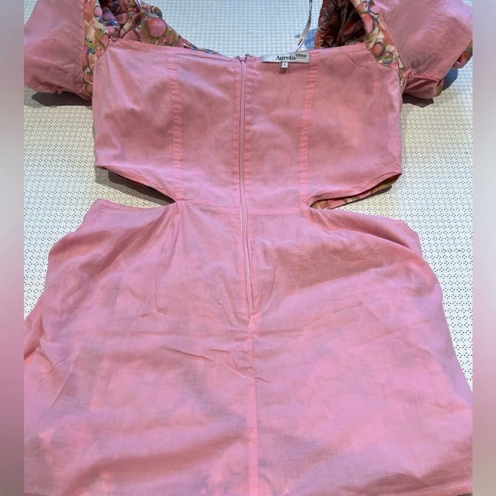 Aureta by Anthropologie Ada Mini Floral Puff Sleeve Dress Size L - Picture 13 of 14